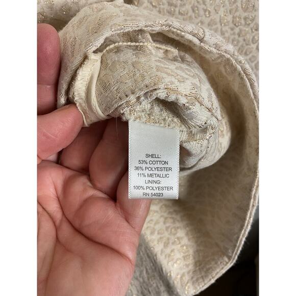 Banana Republic Heritage Gold Leapard Print Box Pleat V Neck Halter Dress Size 8 - Picture 10 of 10